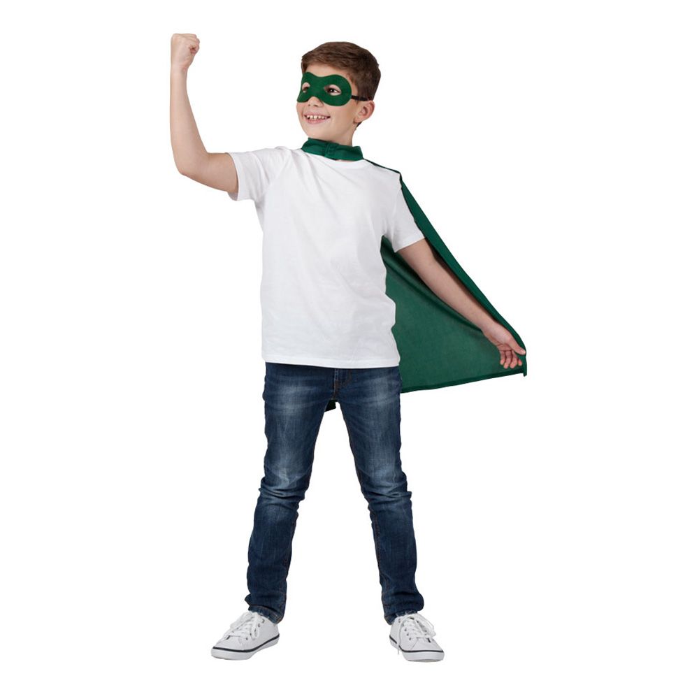 Superhelt Kappe med Maske Grønn Barn