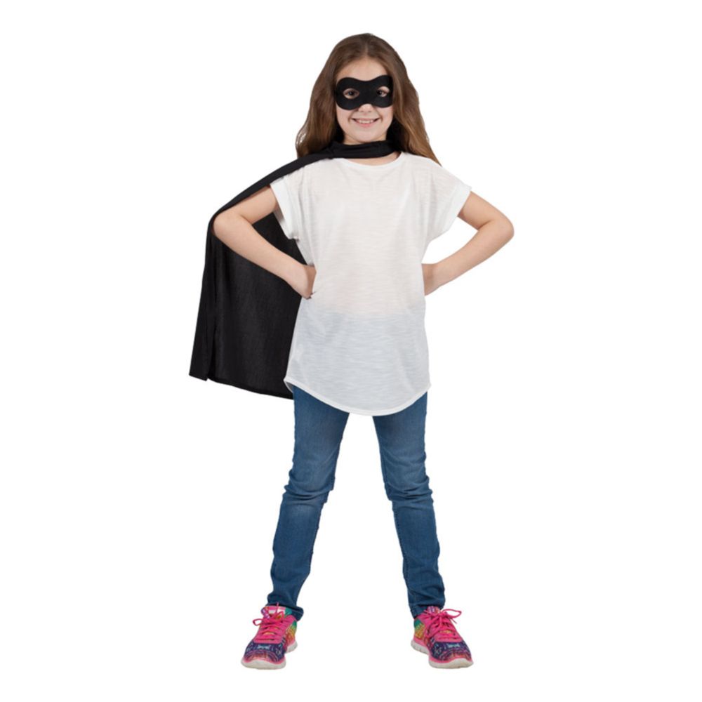 Superhjälte Cape med Mask Svart Barn