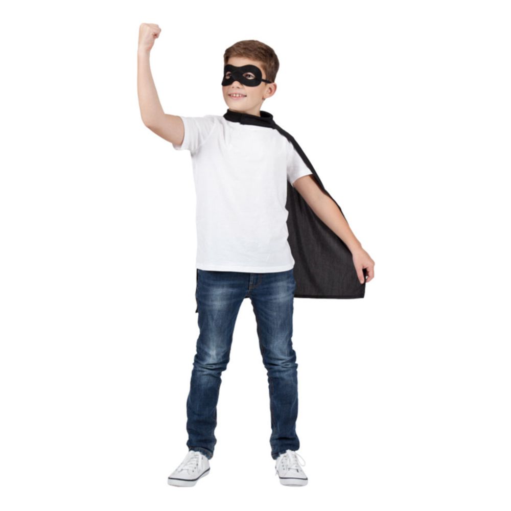 Superhjälte Cape med Mask Svart Barn
