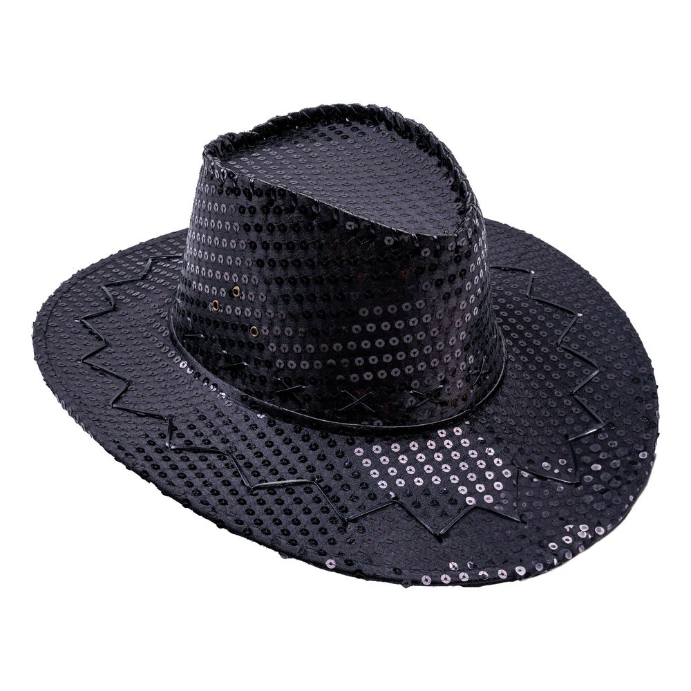 Musta Cowboyhattu Paljeteilla