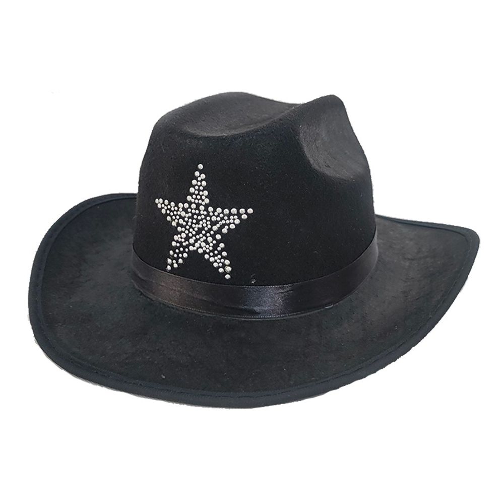 Svart Cowboyhatt med Sheriffstjerne
