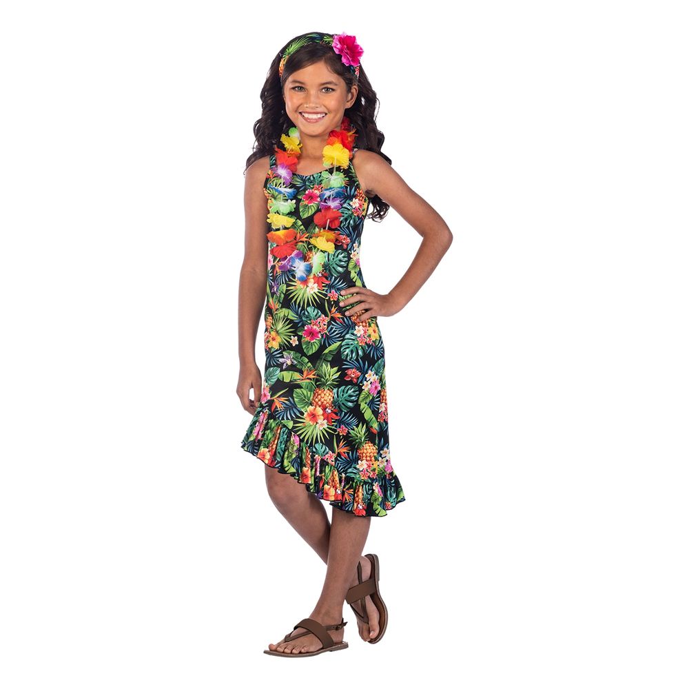 Sort Hawaii Kjole Børnekostume