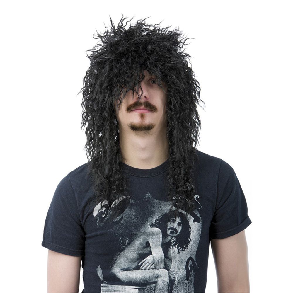 Svart Heavy Metal Peruk