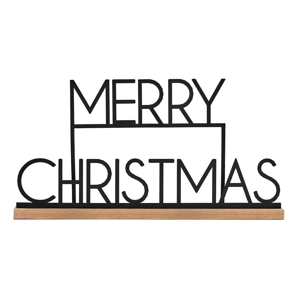 Sort Metalskilt Merry Christmas