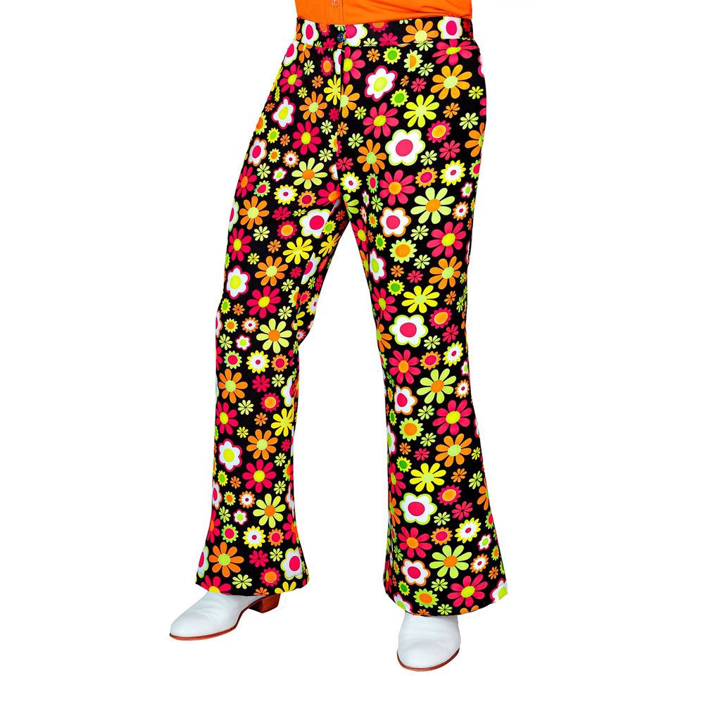 Svarta 60-tals Flower Power Byxor Herr