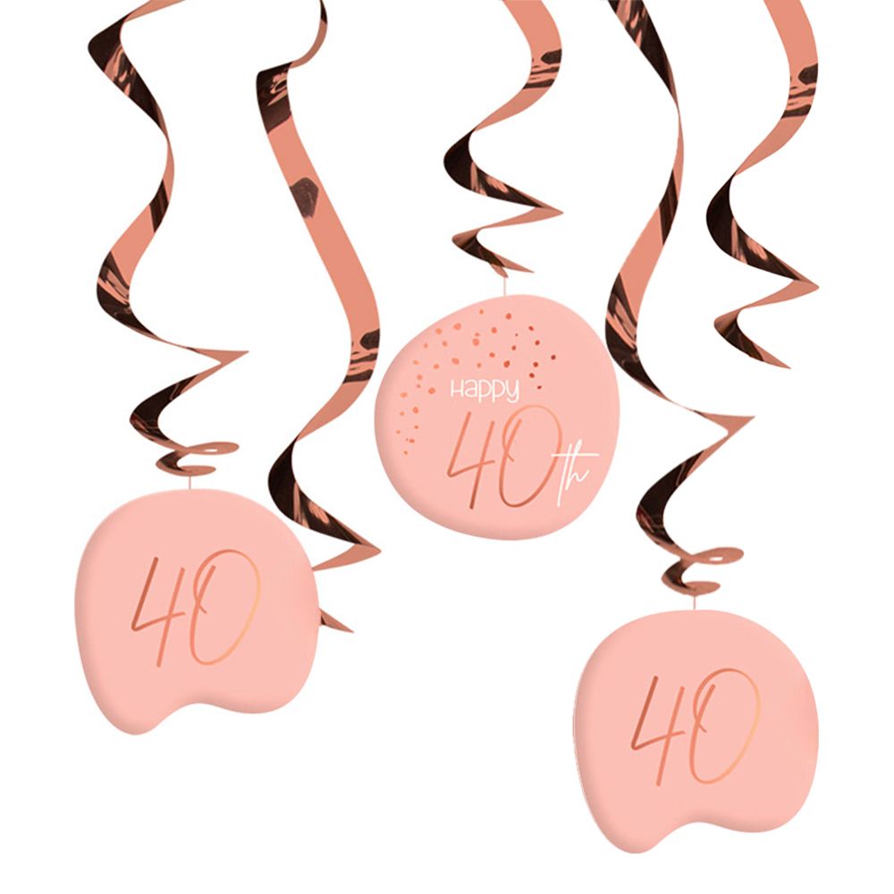 Swirls Happy 40th Lush Blush