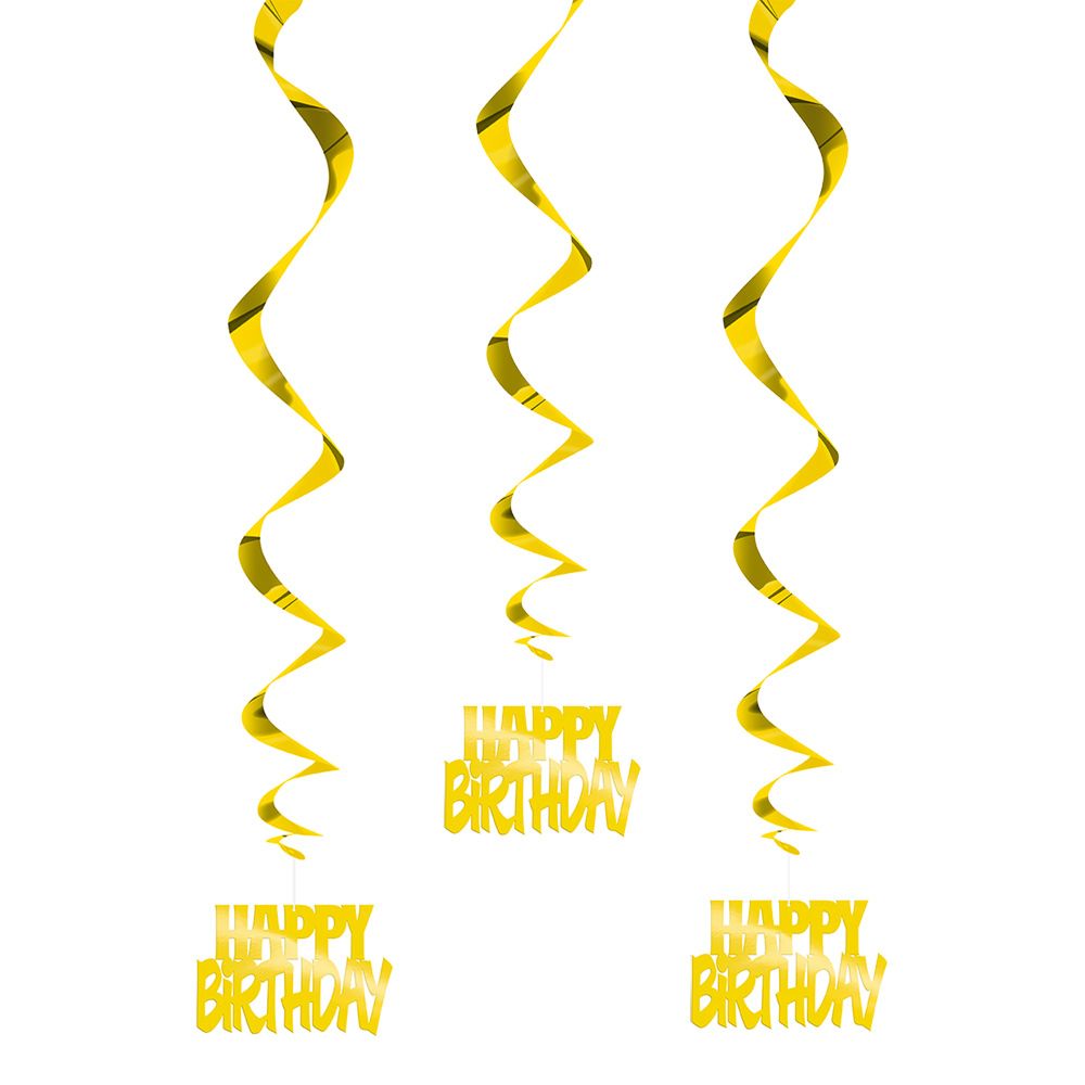 Swirls Happy Birthday Kulta Ripustettava Koriste