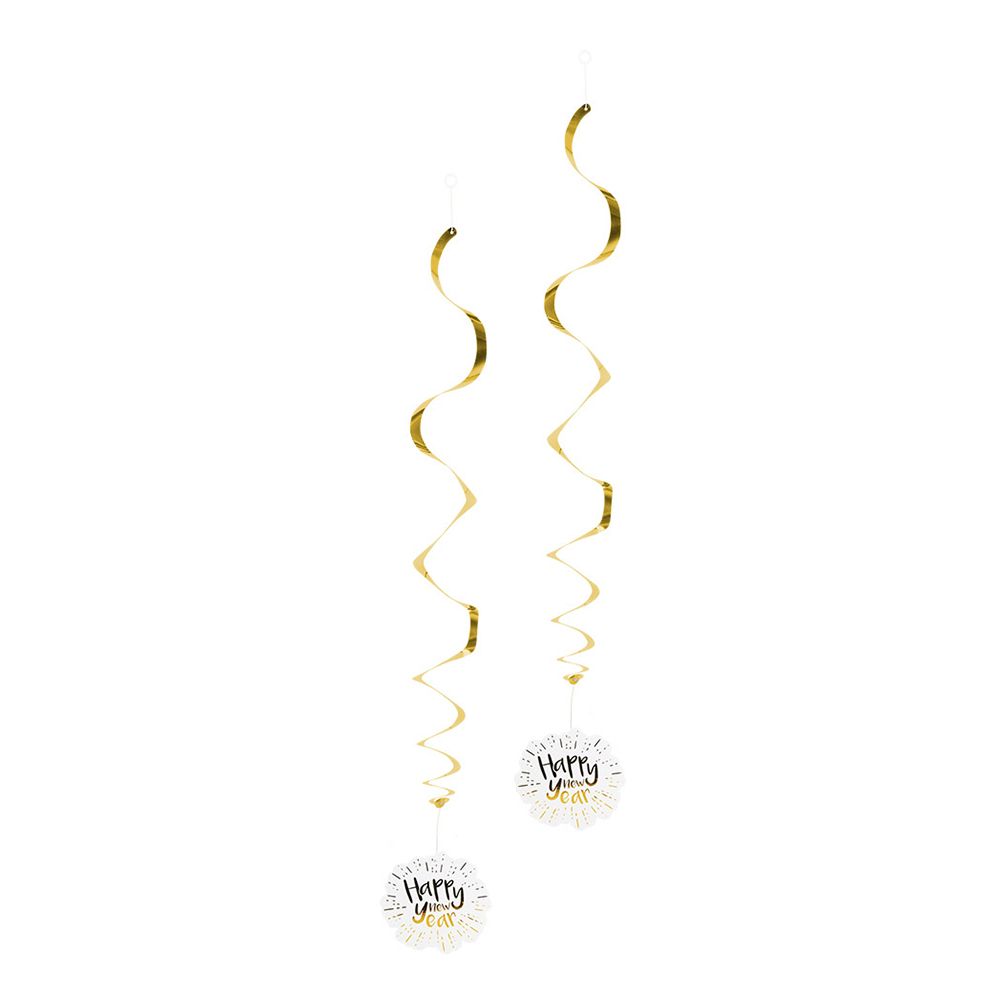 Swirls Happy New Year Guldmetallic