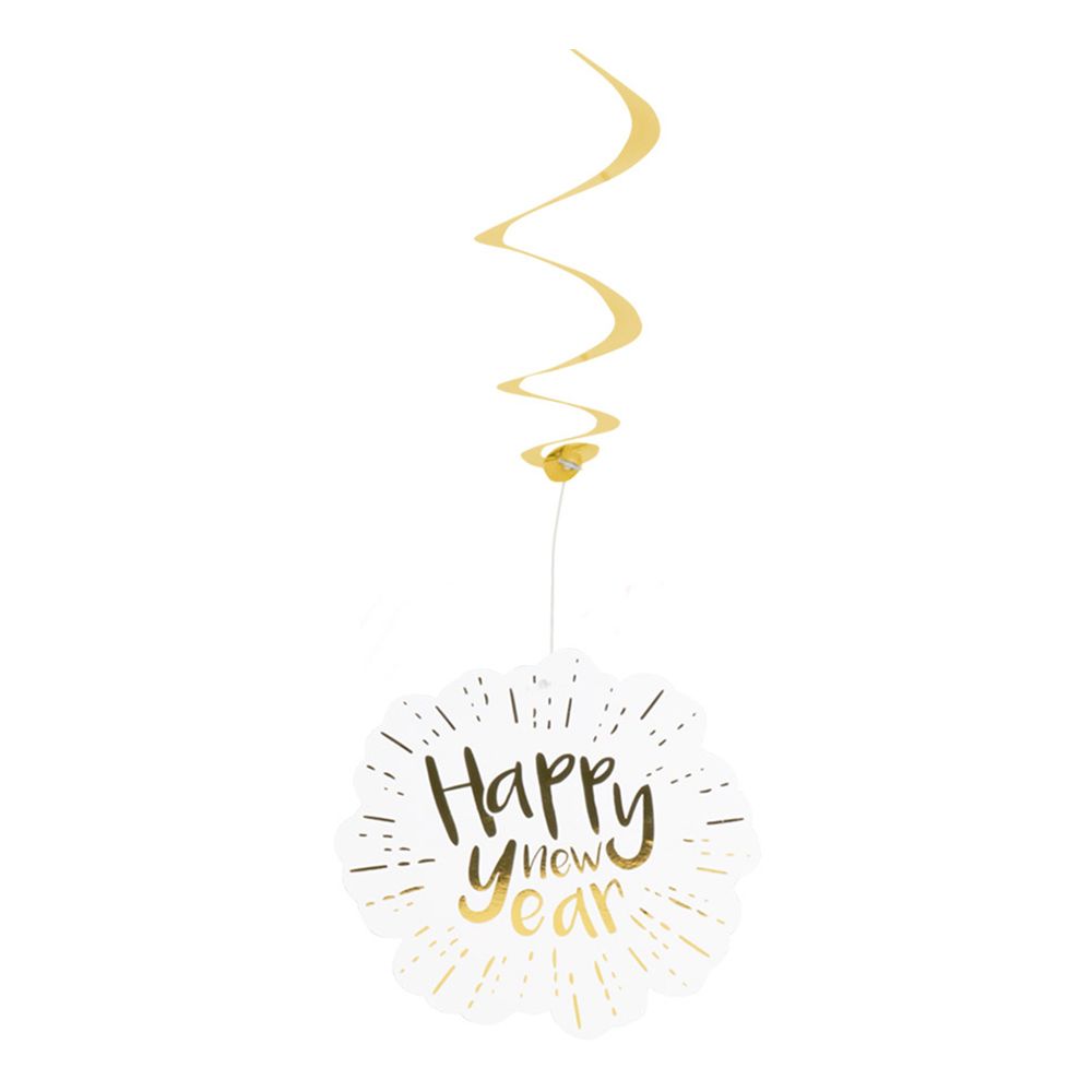 Swirls Happy New Year Guldmetallic