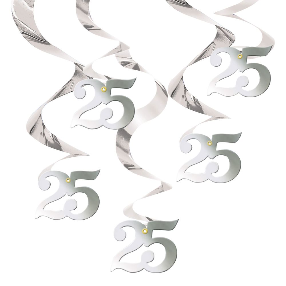 Swirls Siffra 25 Silver Takdekoration