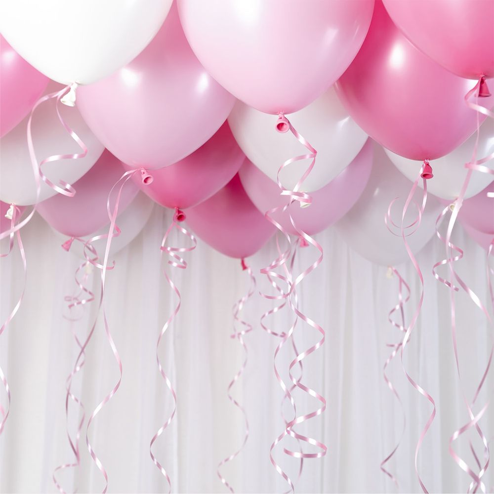 Takballonger rosa/hvit