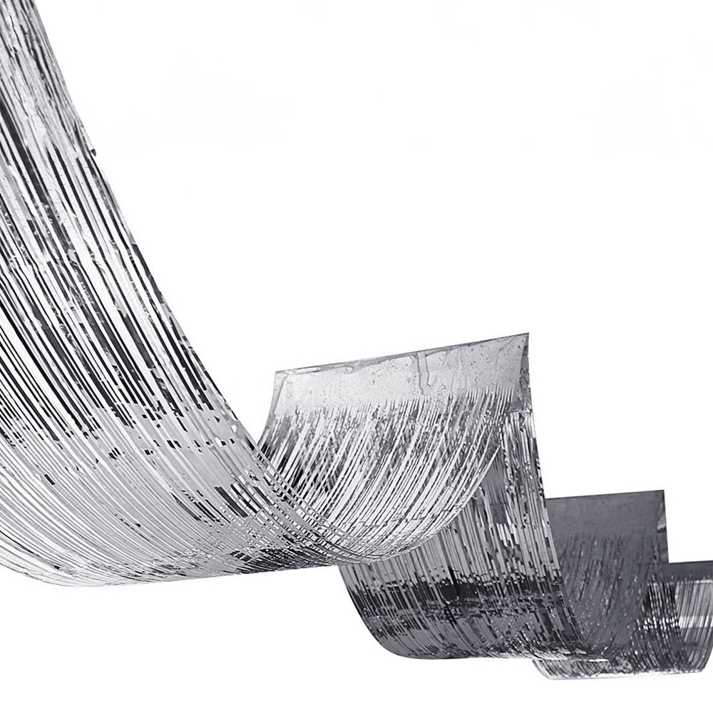 Loftsgardin Metallic Silver Frynser