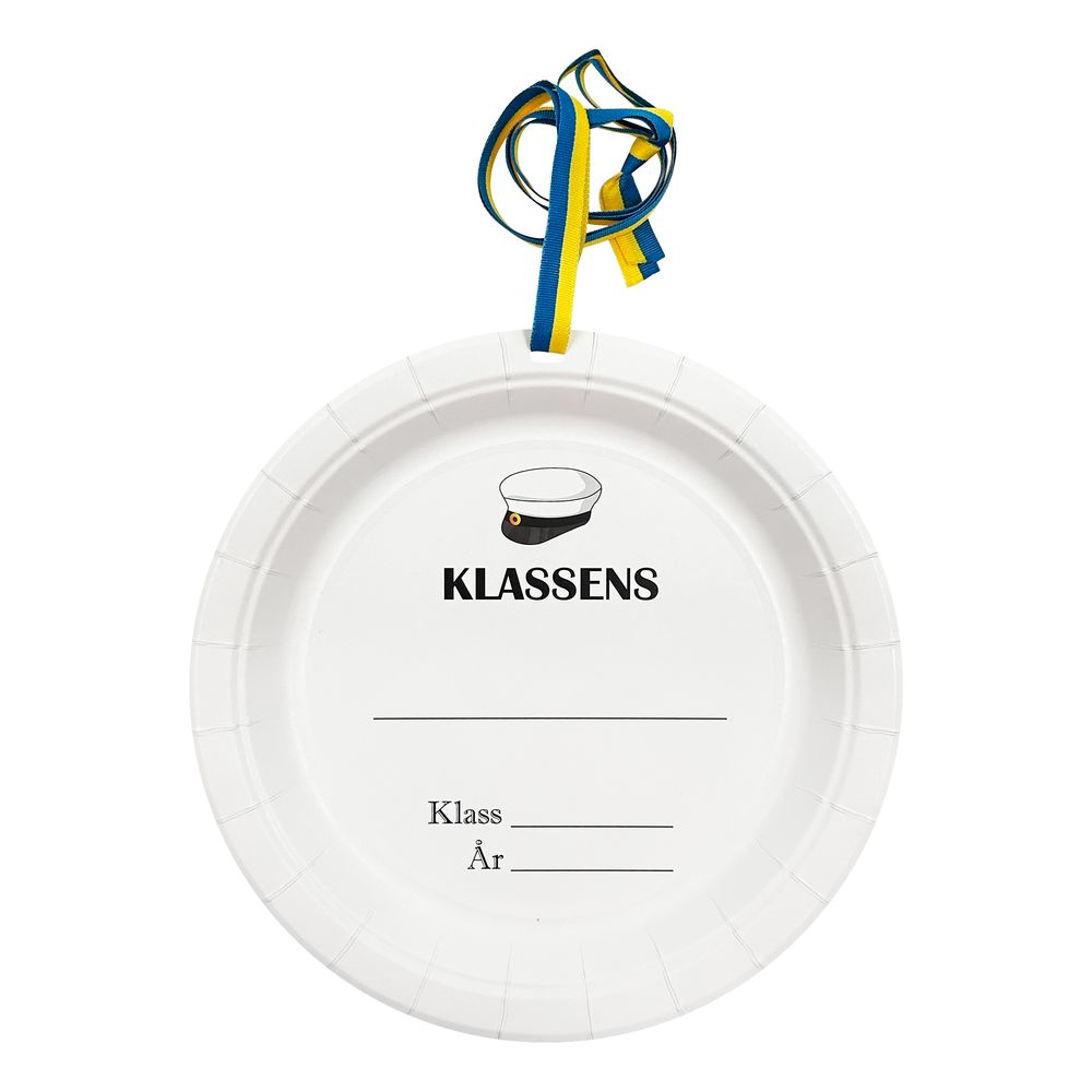Tallrik Student Klassens med Blå/Gult Band