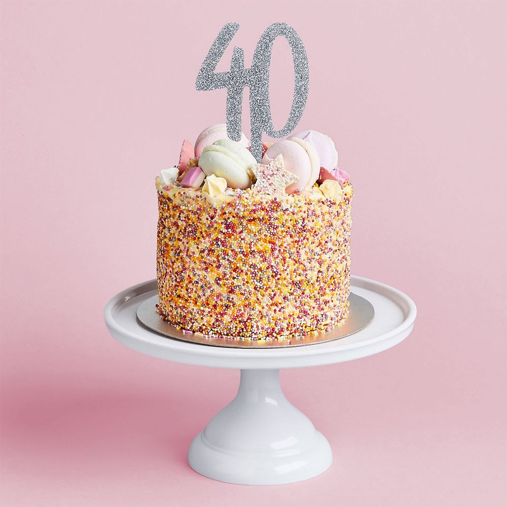 Akryylinen 40 Kakkukoriste Hopea
