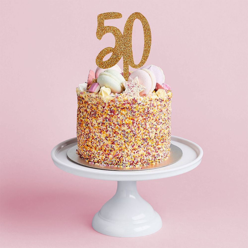 Akryylinen 50 Kulta Kakkukoriste