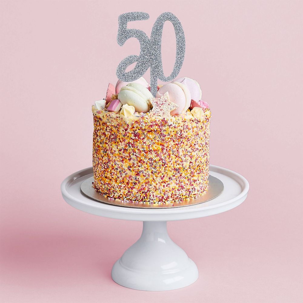 Akryylinen 50 Kakkukoriste Hopea