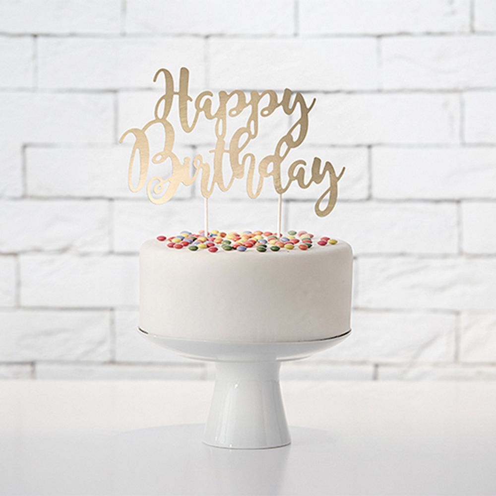 Kakedekorasjon Happy Birthday Gull