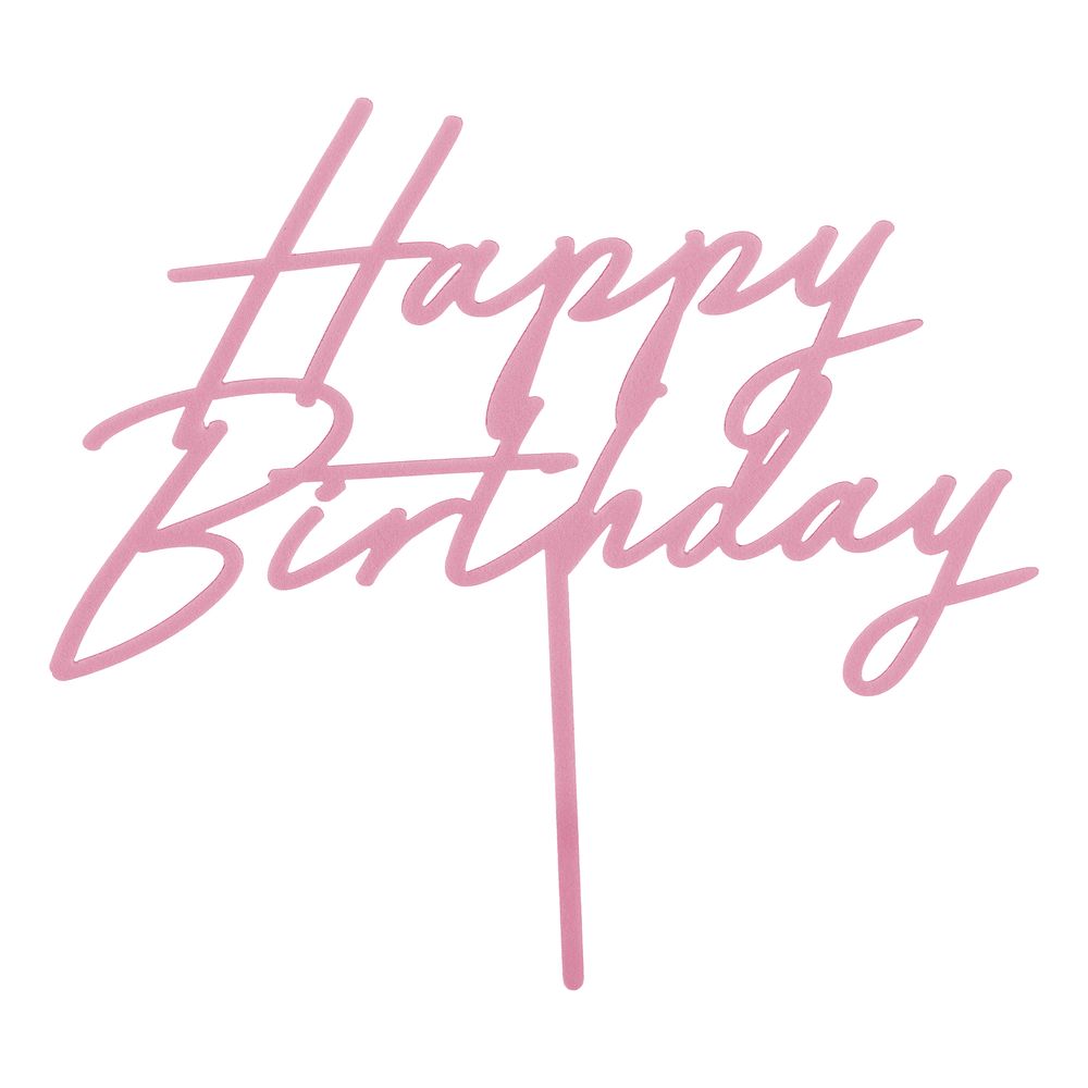 Kagedekoration Happy Birthday Lyserød