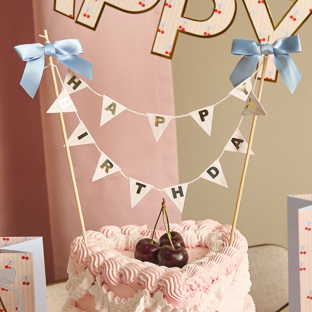 Happy Birthday -kakkukoriste Sininen Ruusuke