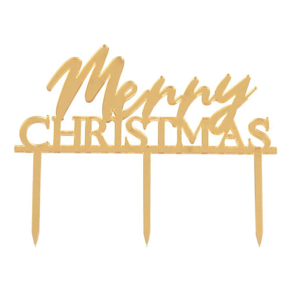 Kagedekoration Merry Christmas Guld