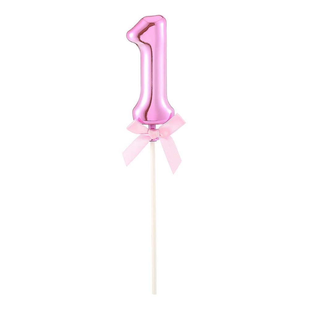 Kakkukoriste Numero Vaaleanpunainen Rusetti