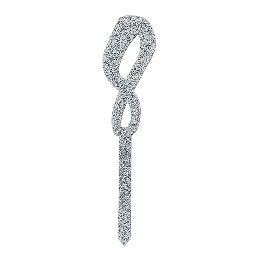 Tårtdekoration Siffra Silver Glitter i Akryl