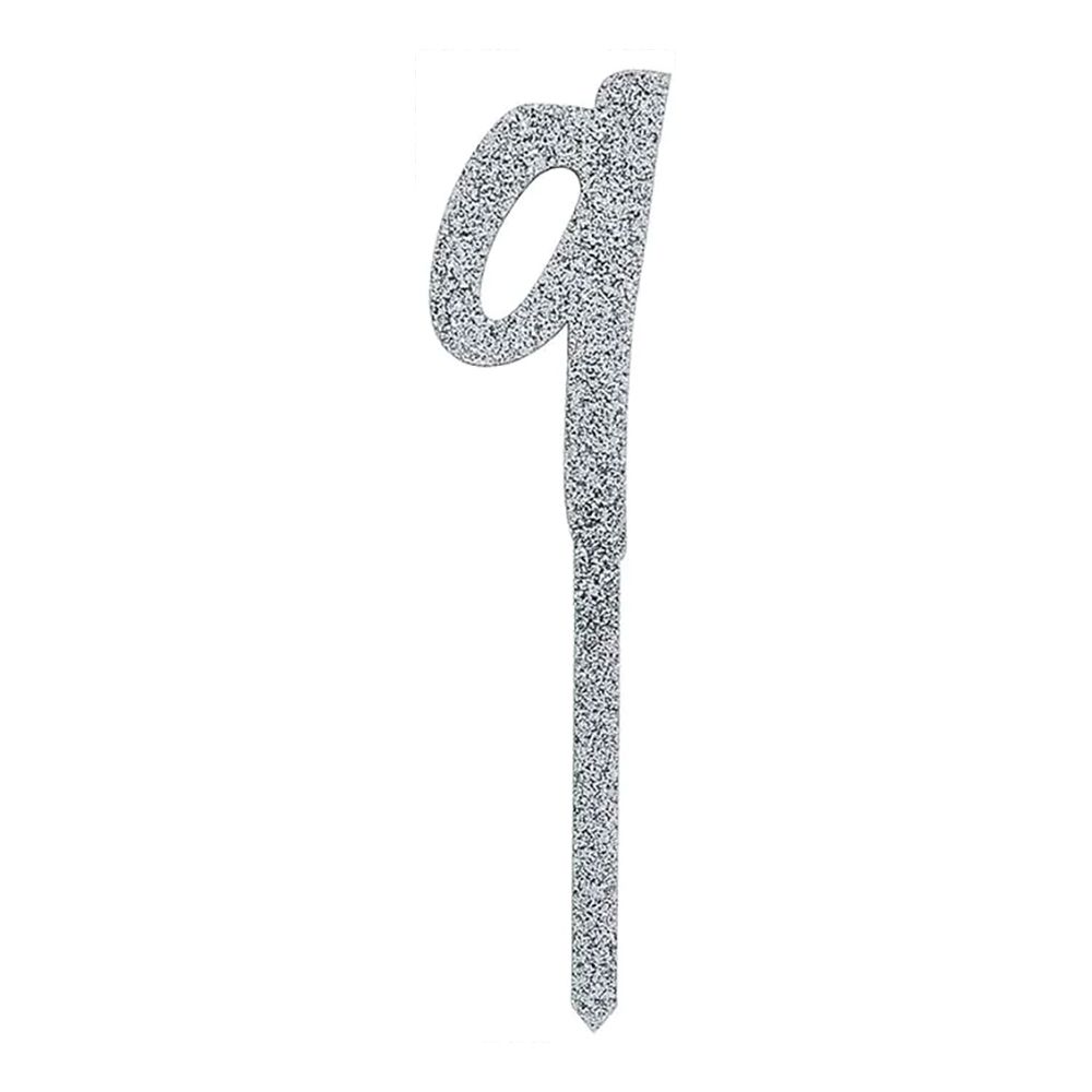 Tårtdekoration Siffra Silver Glitter i Akryl