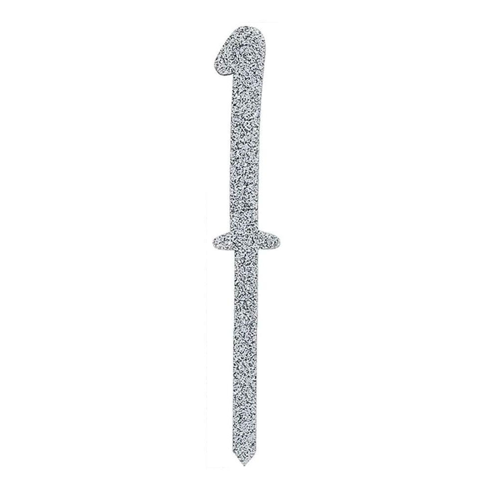 Tårtdekoration Siffra Silver Glitter i Akryl