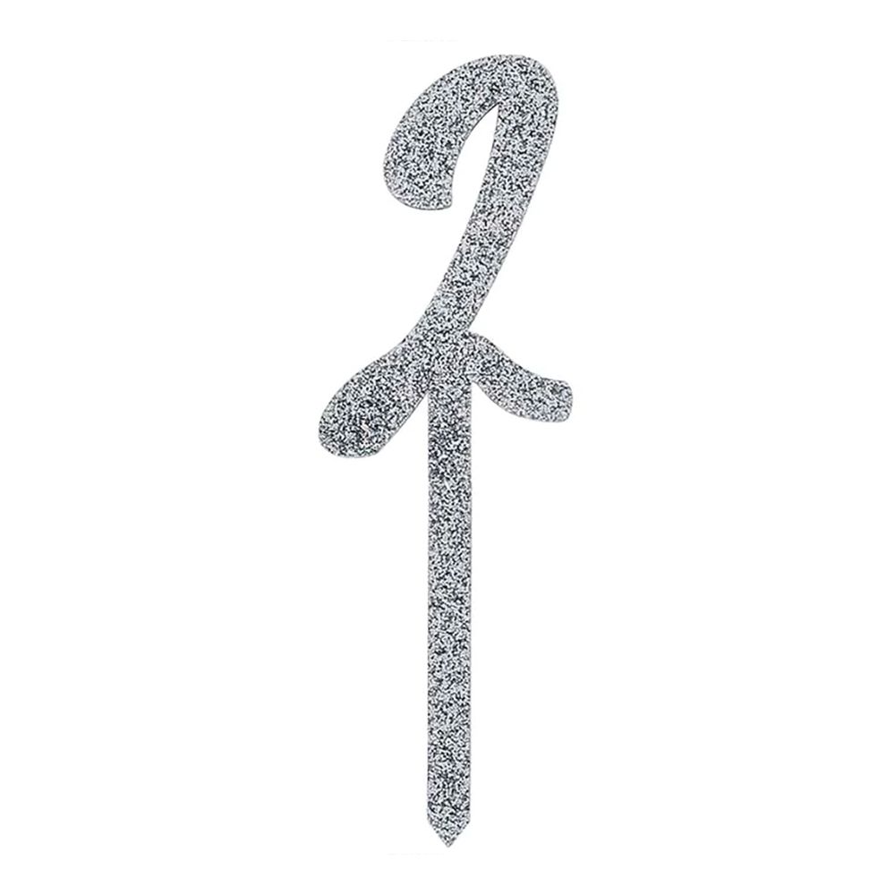 Tårtdekoration Siffra Silver Glitter i Akryl