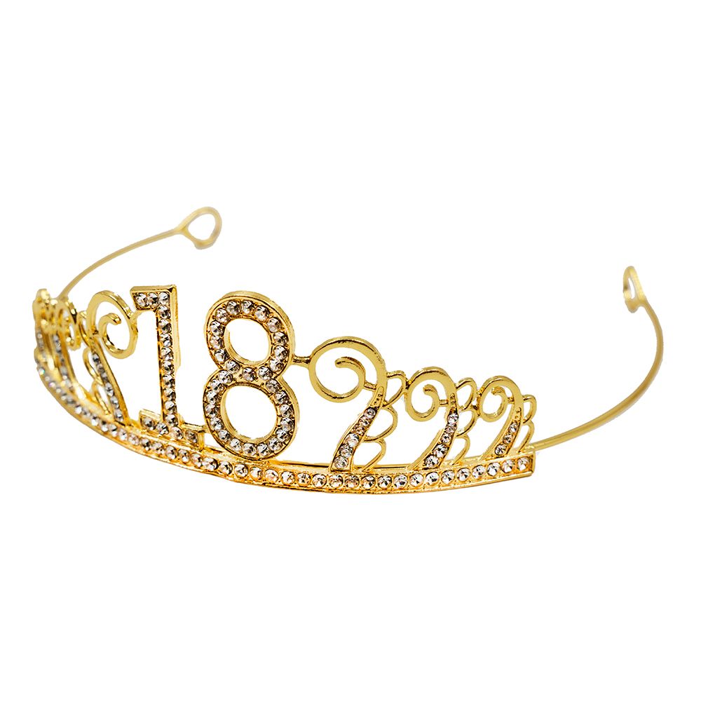 Kagedekoration Tiara Tal i Metal Guld