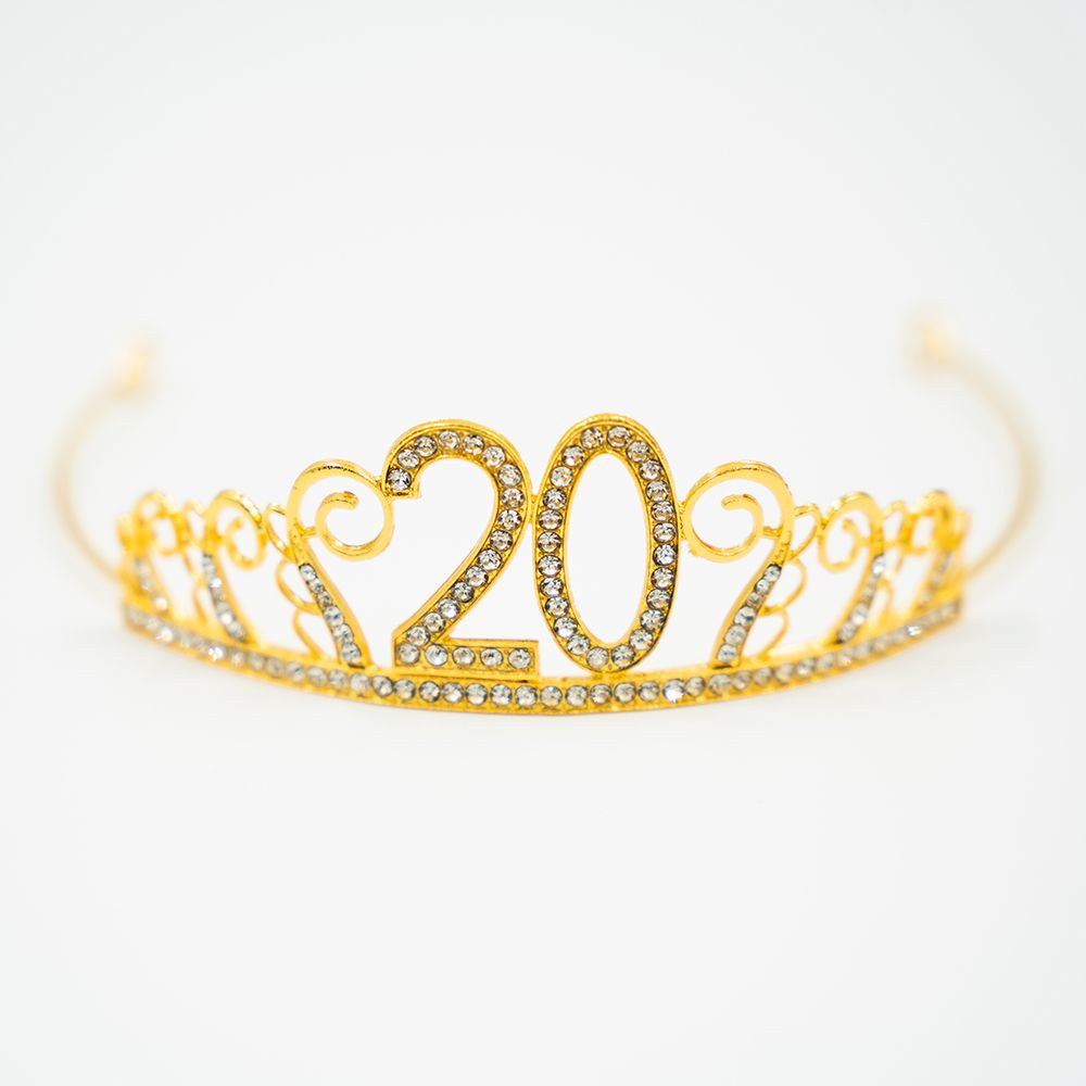 Kagedekoration Tiara Tal i Metal Guld