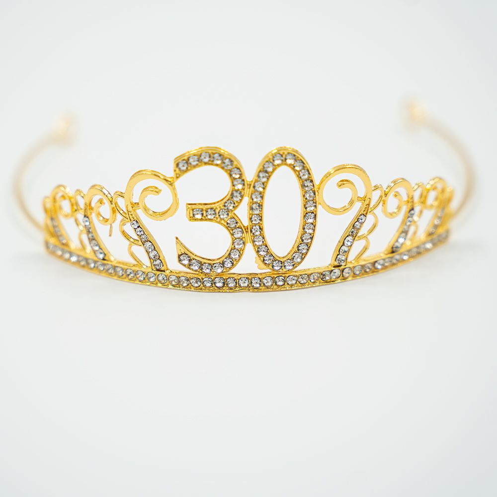 Kagedekoration Tiara Tal i Metal Guld
