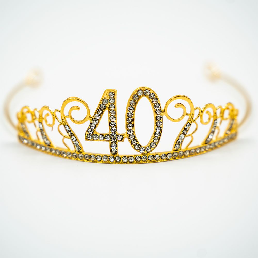 Kagedekoration Tiara Tal i Metal Guld