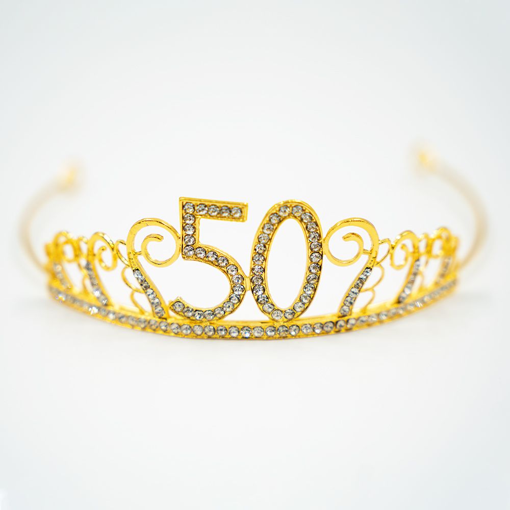 Kagedekoration Tiara Tal i Metal Guld