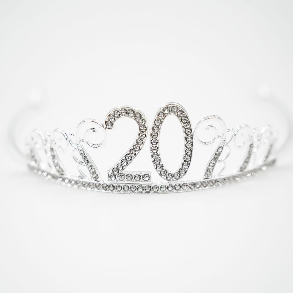 Kagedekoration Tiara Tal i Metal Sølv