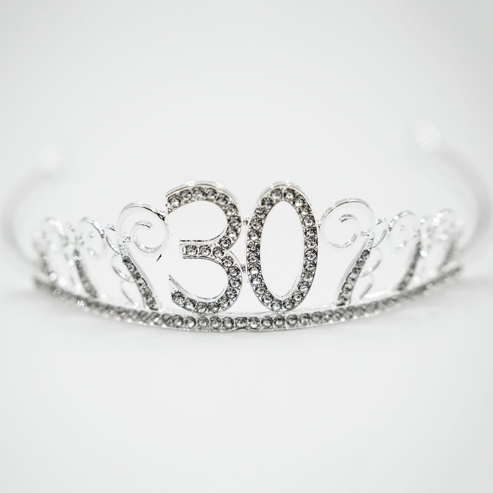 Kagedekoration Tiara Tal i Metal Sølv