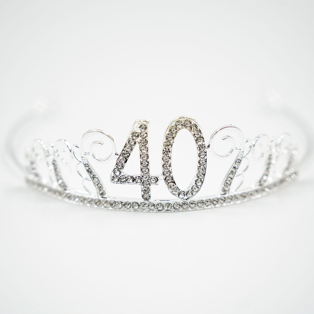Kagedekoration Tiara Tal i Metal Sølv