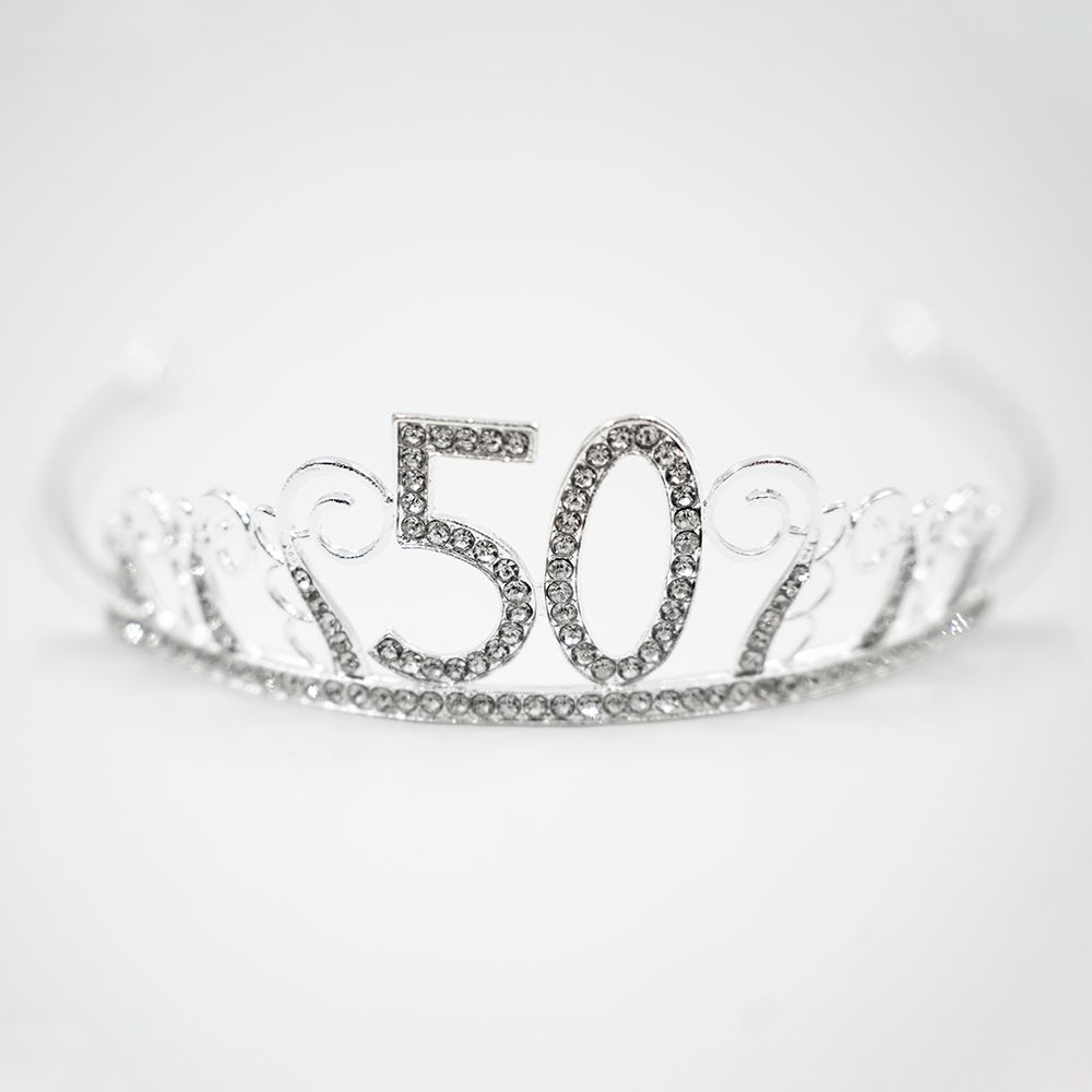 Kagedekoration Tiara Tal i Metal Sølv