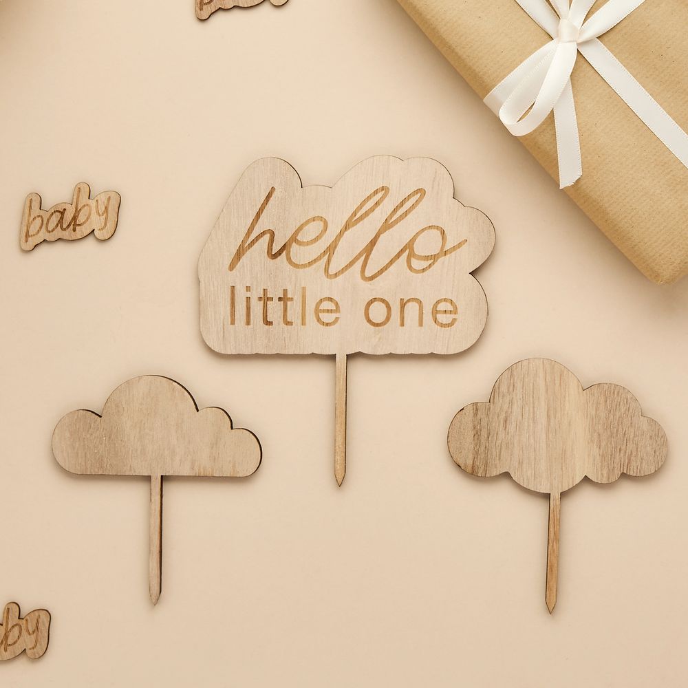 Hello Little One - puinen kakkukoristesetti