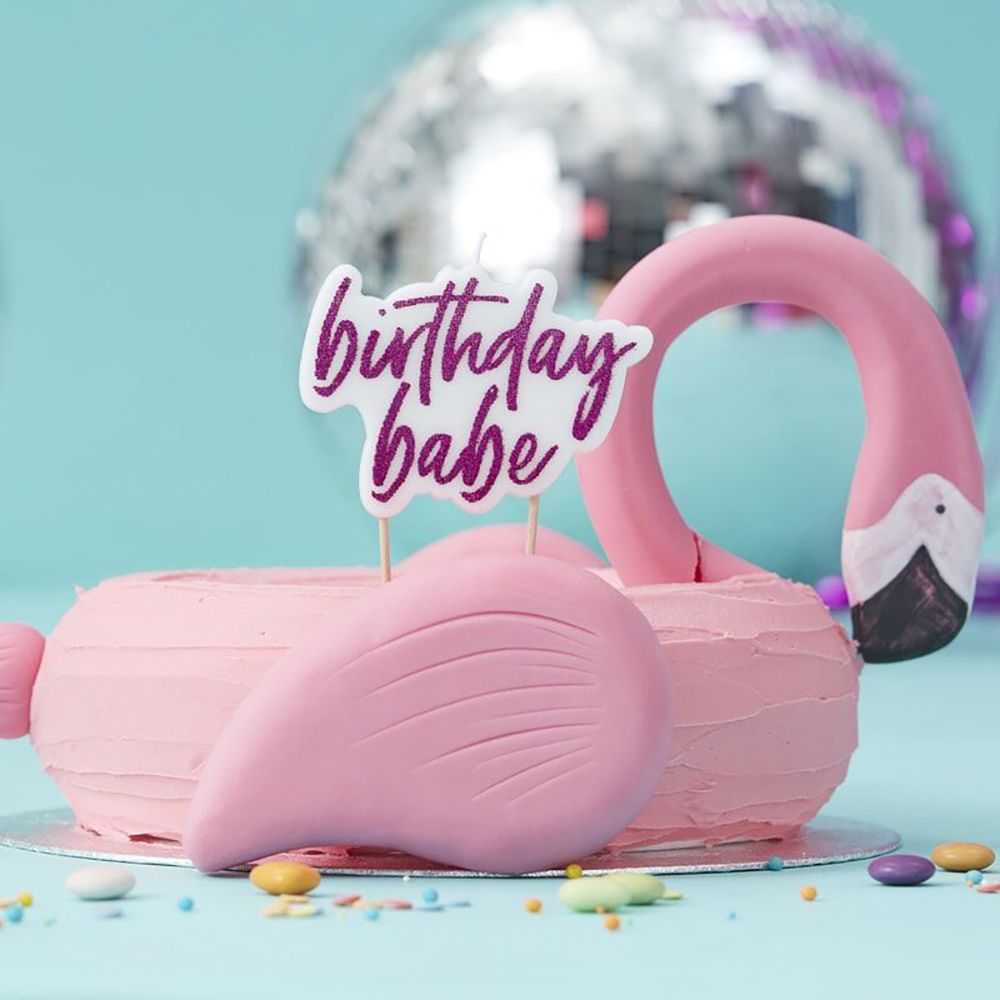 Kakkukynttilät Birthday Babe Hot Pink/Glitter