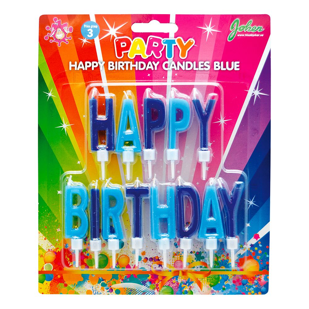 Kakkukynttilä Sininen Happy Birthday