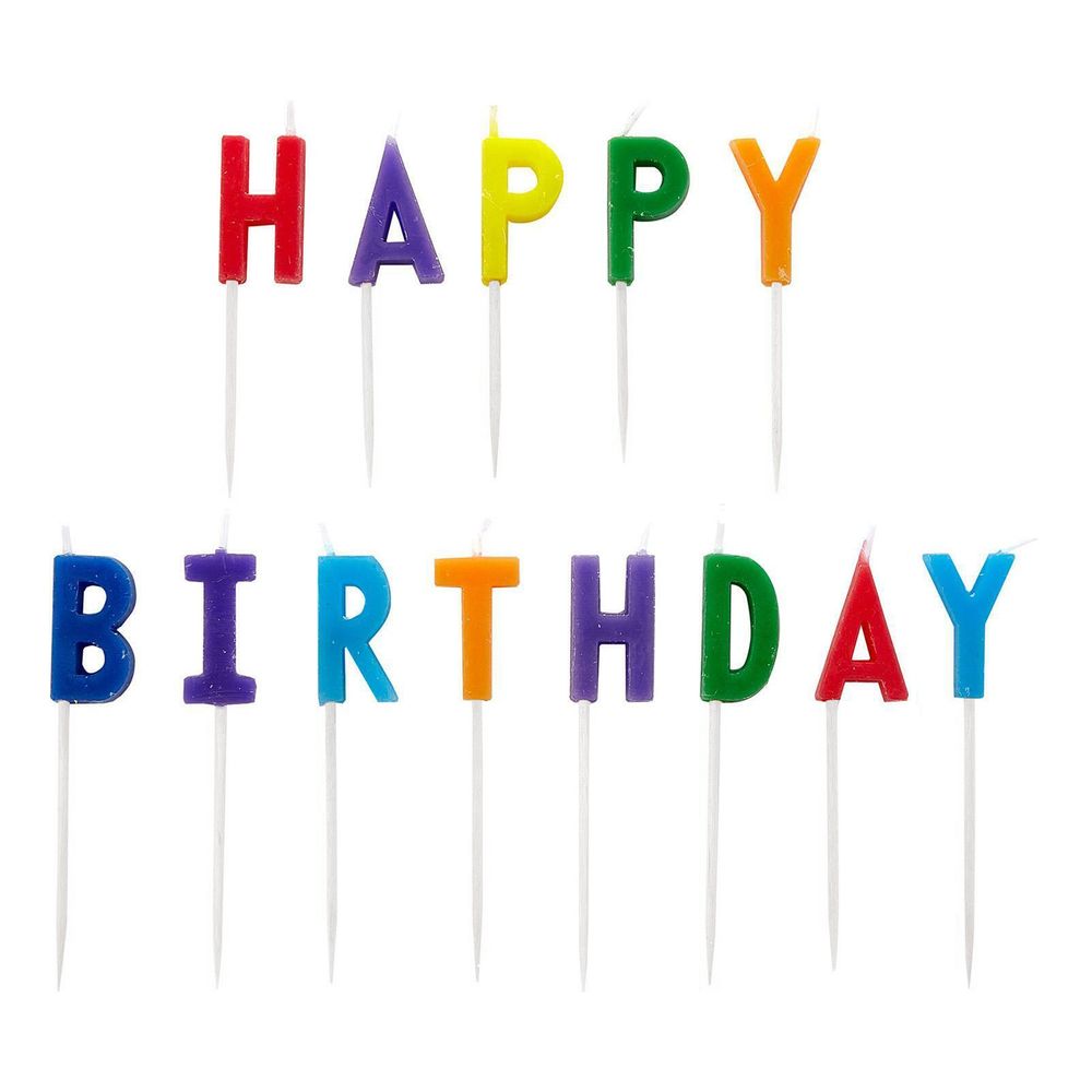 Kakkukynttilät Happy Birthday Moniväriset