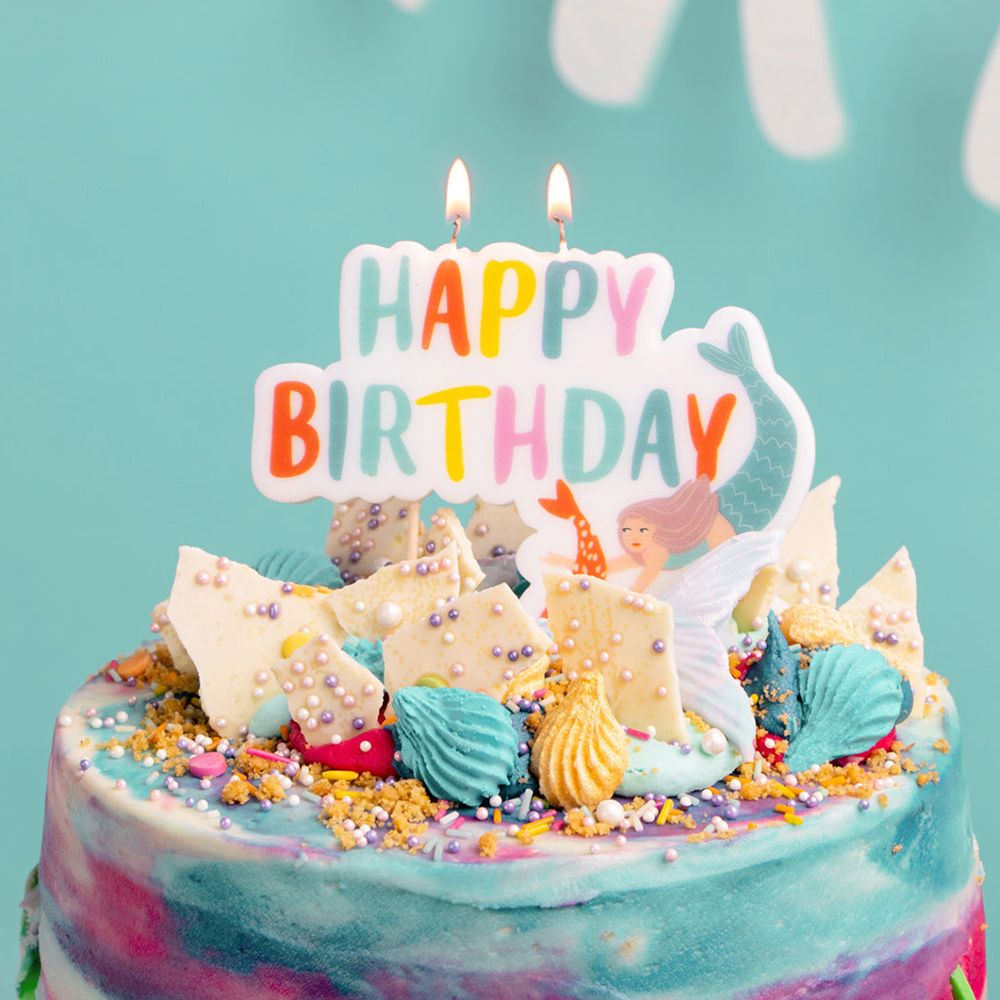 Kakkukynttilät Happy Birthday Mermaid Waves