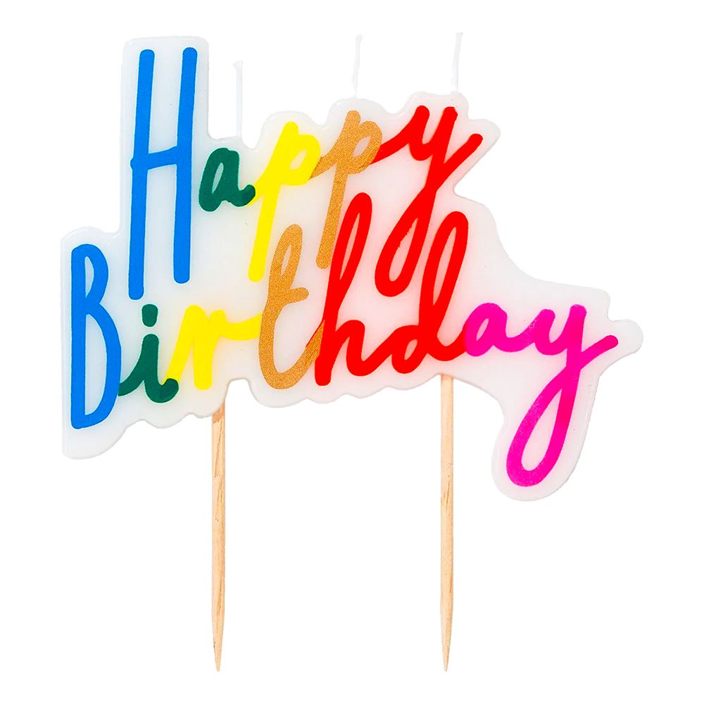 Kakkukynttilä Happy Birthday Rainbow
