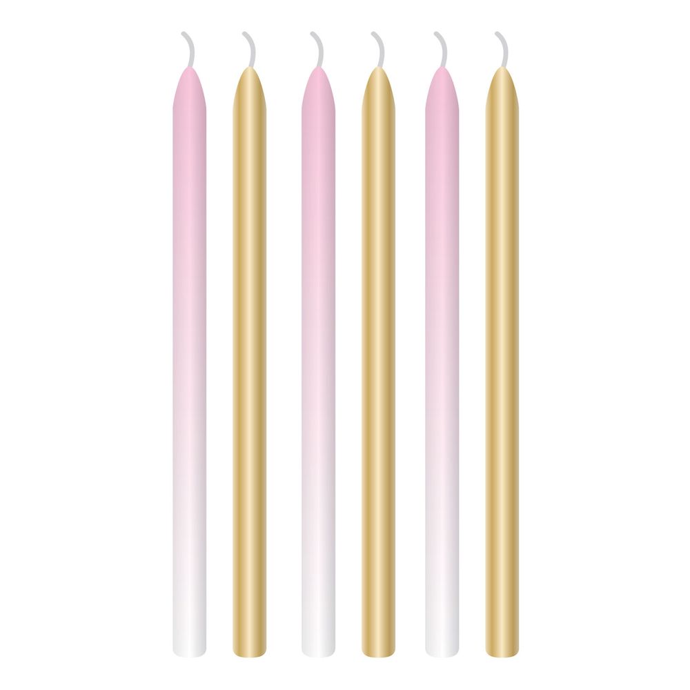Tårtljus Rosa/Guld Ombre