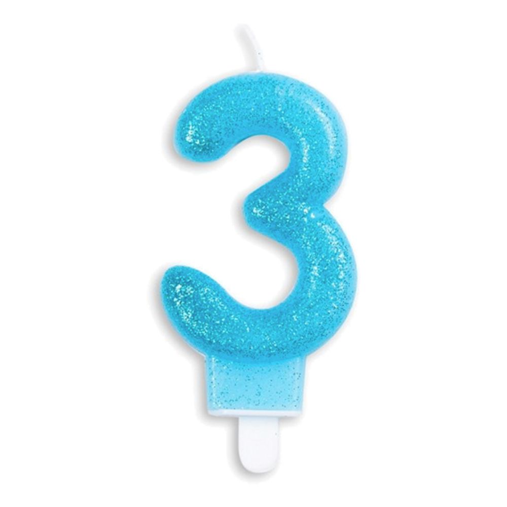 Tårtljus Siffra Glitter Blå