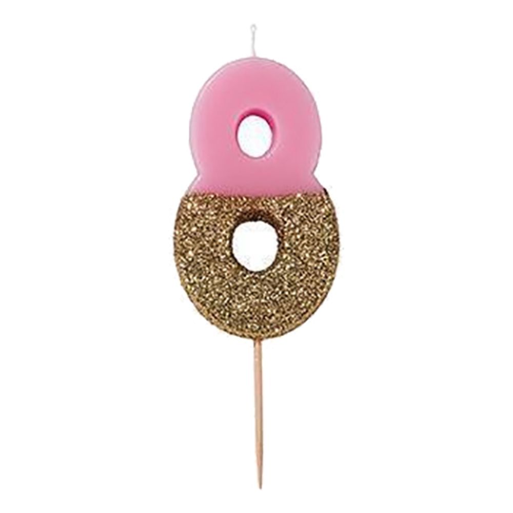 Kakelys Tall Lys Rosa/Gullglitter