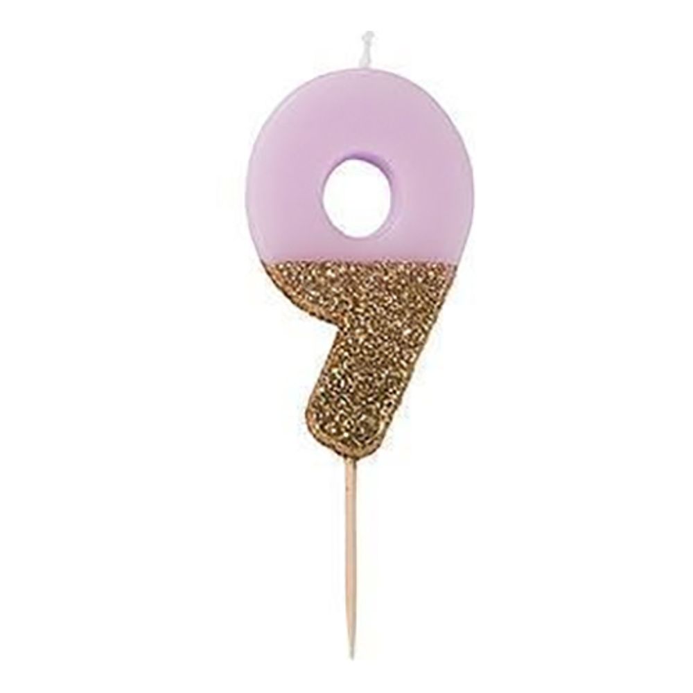 Kakelys Tall Lys Rosa/Gullglitter