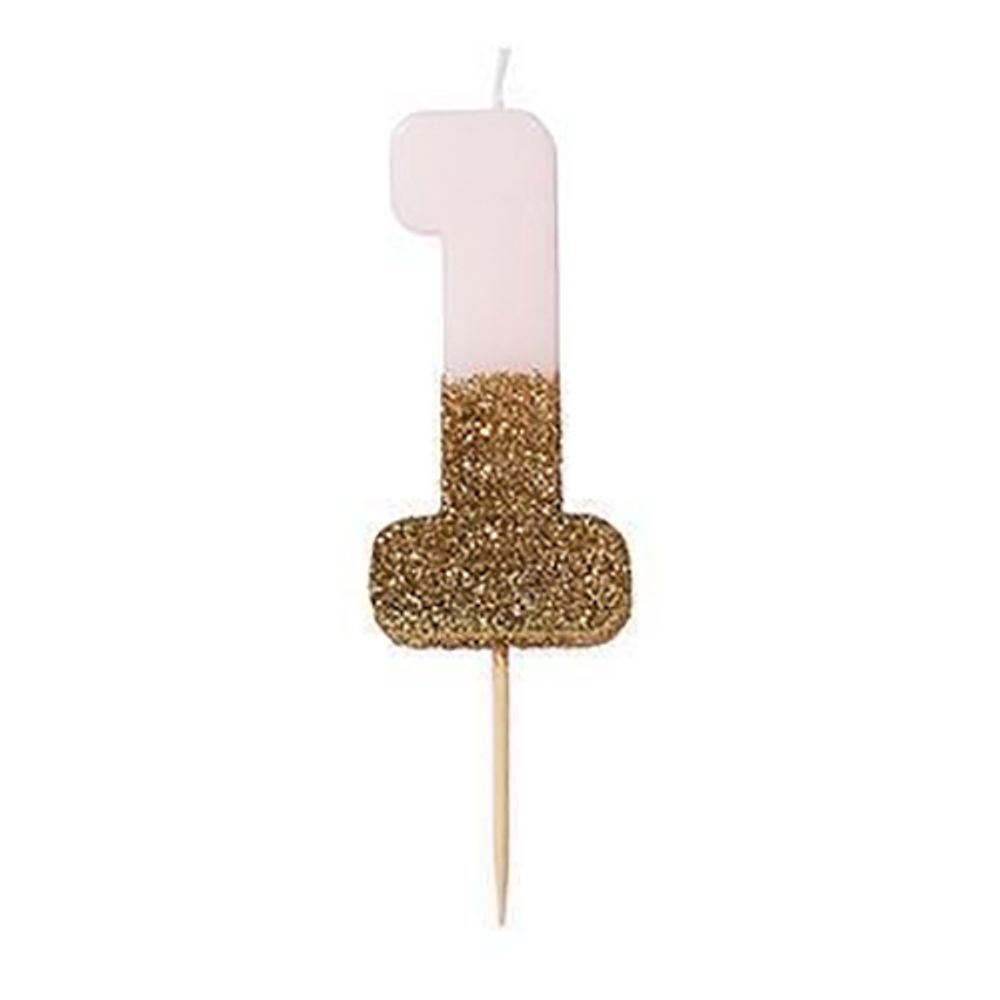 Kakelys Tall Lys Rosa/Gullglitter