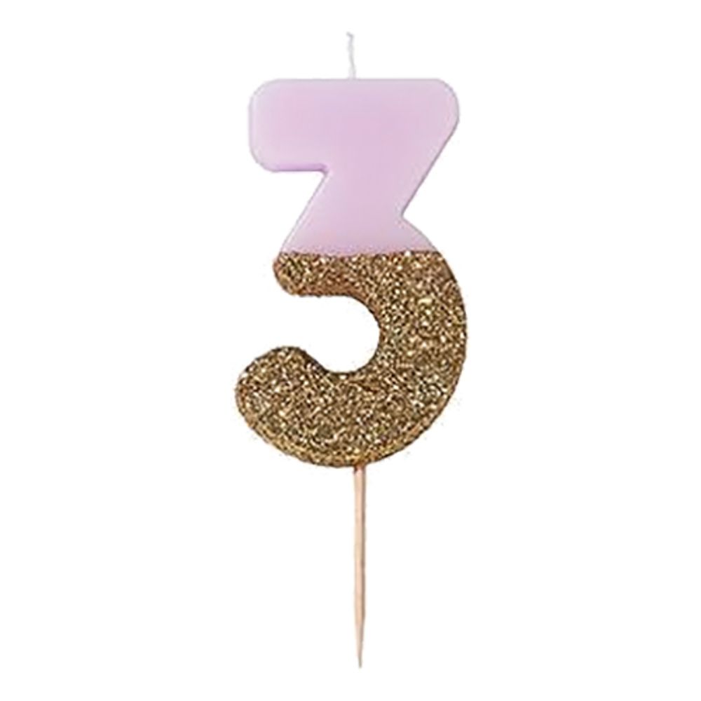 Kakelys Tall Lys Rosa/Gullglitter